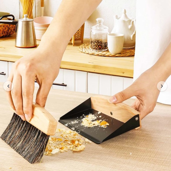 جارو خاک انداز مینیمال چوب و فلز وارداتی الیاف درجه یک